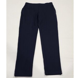Navy Blue Straight Leg Pull On Trousers Womens Size M 8 30 Waist 27 Inseam